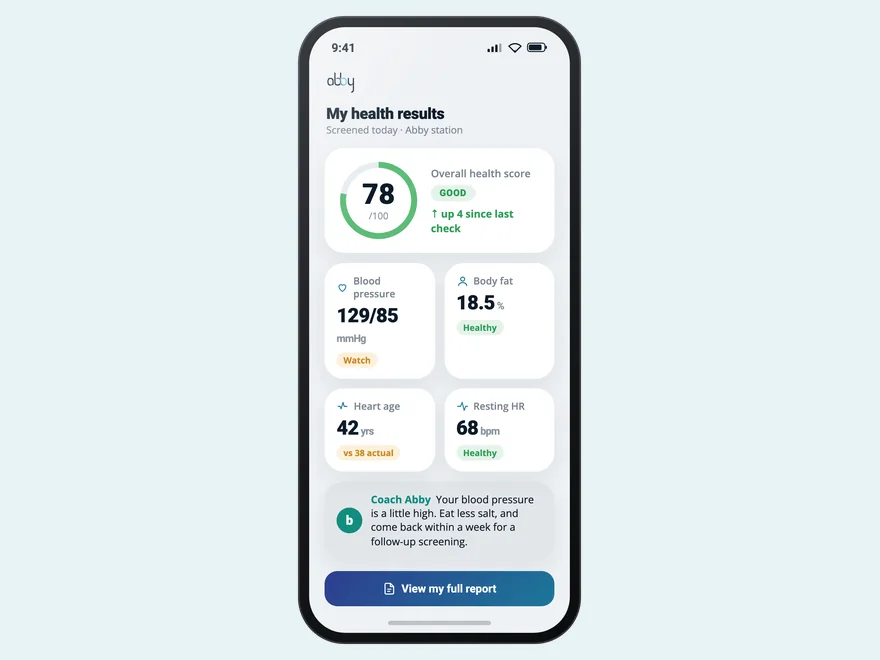 Health results on a phone